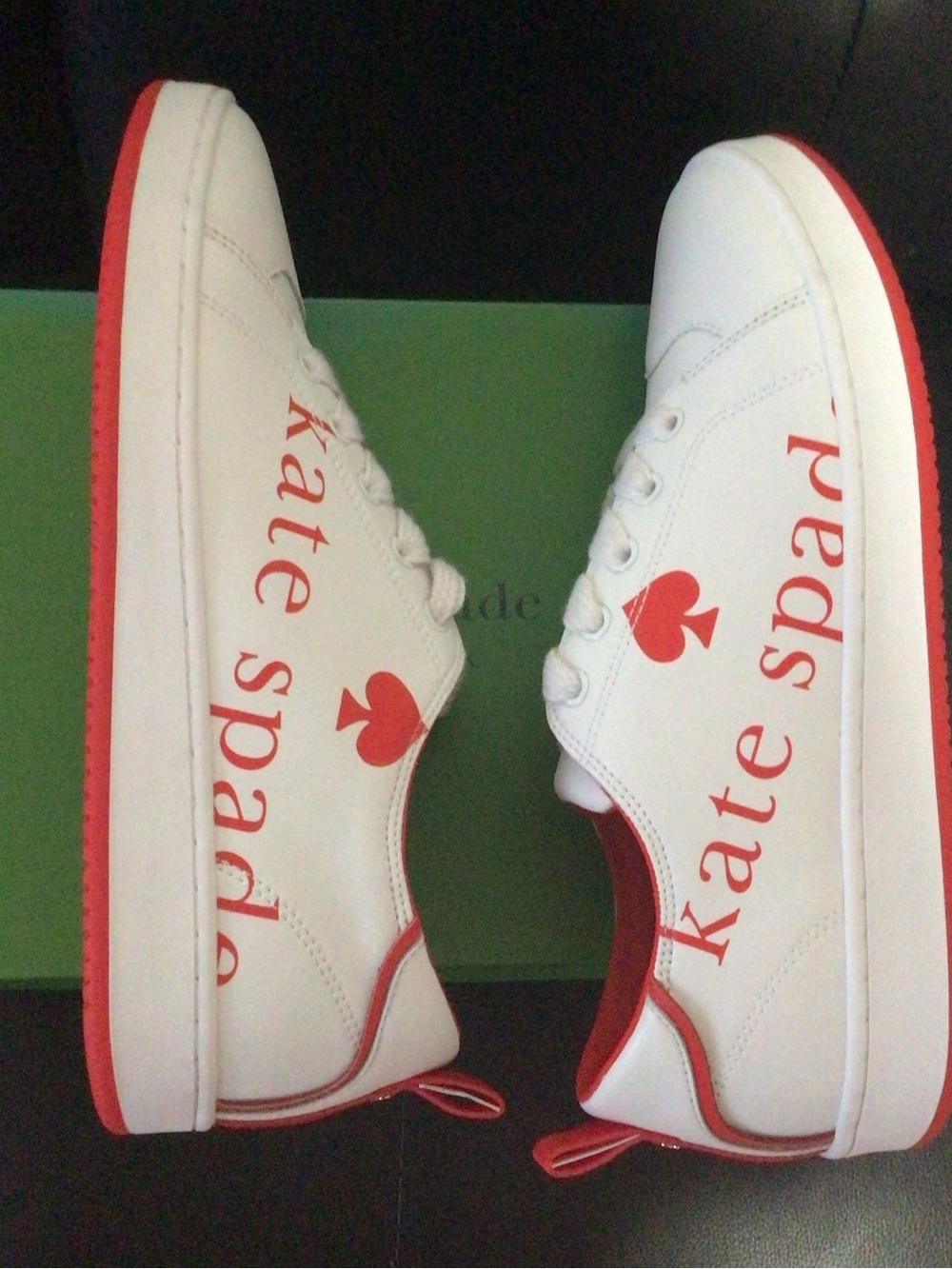 Kate Spade women’s White & Red Logo Sneakers. New in box